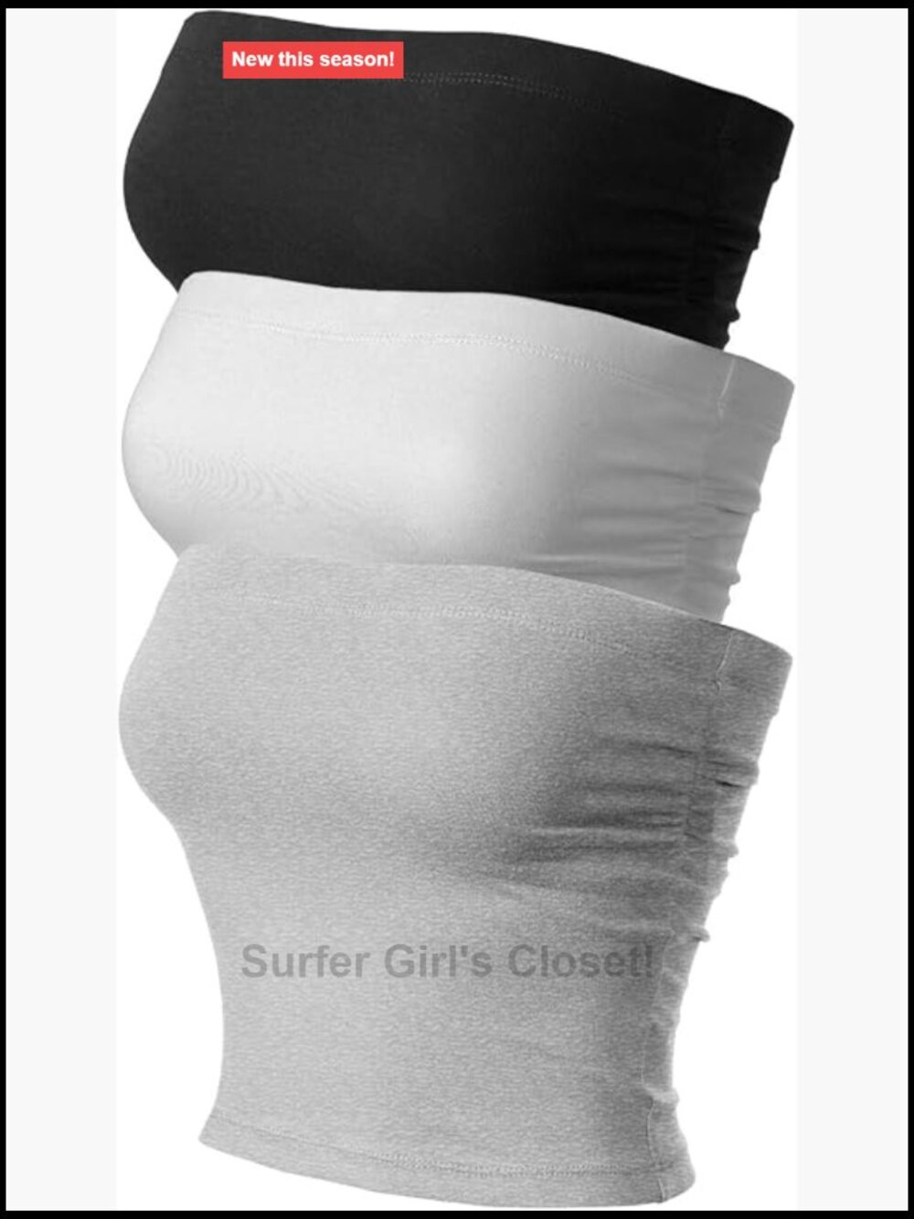 3-Pack Double-Lined Cotton Tube Tops with Built-In Shelf Bra Strapless